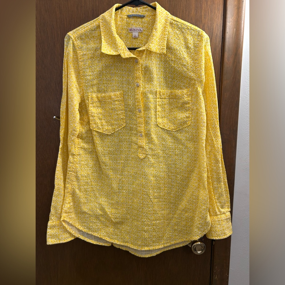 100% Cotton Womens Yellow‎ Shirt with Collar by Merona